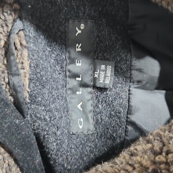 Gallery Peacoat Womens Size XL Wool Blend Dark Gray Charcoal Faux Fur Collar - Picture 2 of 10